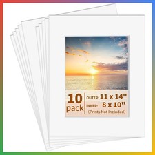 Picture Frame Mats 11x14 White Acid Free Bevel Cut For 8x10 Photos 10 Pack