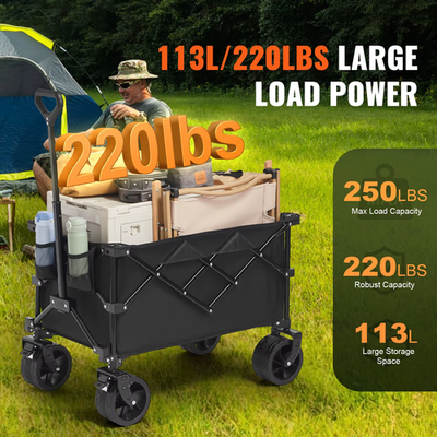 #ad Collapsible Folding Wagon Beach Wagon Cart with All Terrain Wheels Drink Holder $84.95