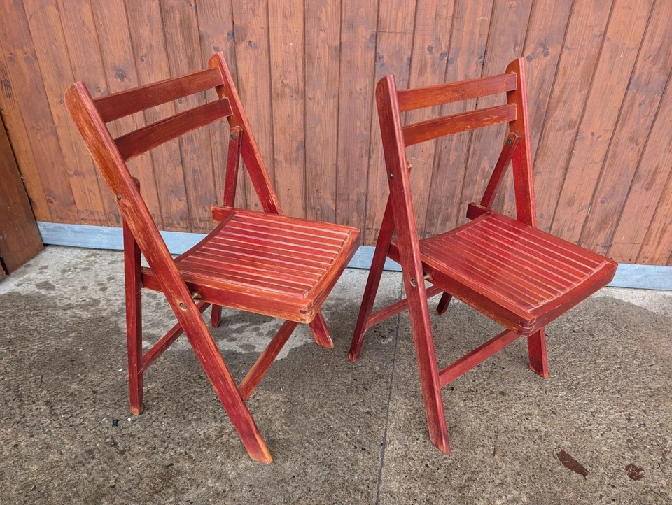 Designer Klappstuhl Stuhl 60er Vintage rot Danish Holzstuhl Folding Chair 1/2 - Bild 4 von 4