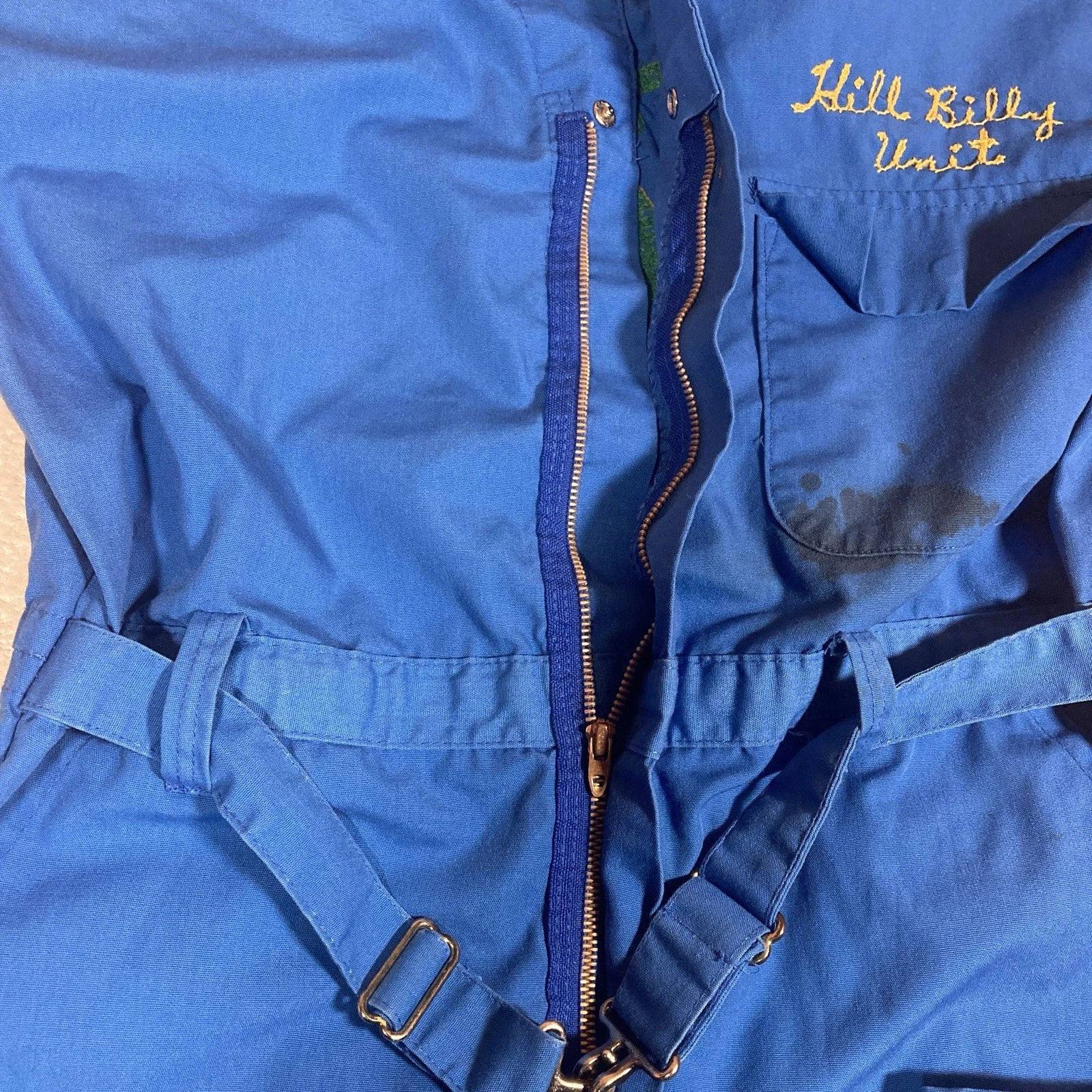 Vtg Zamora Temple Shriners Belted Coveralls Freemasons Chain Stitched *Ink Stain image 8