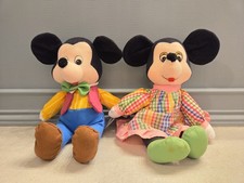 Knickerbocker Mickey and Minnie Mouse Plush 13" Stuffed Animal Vintage Disney
