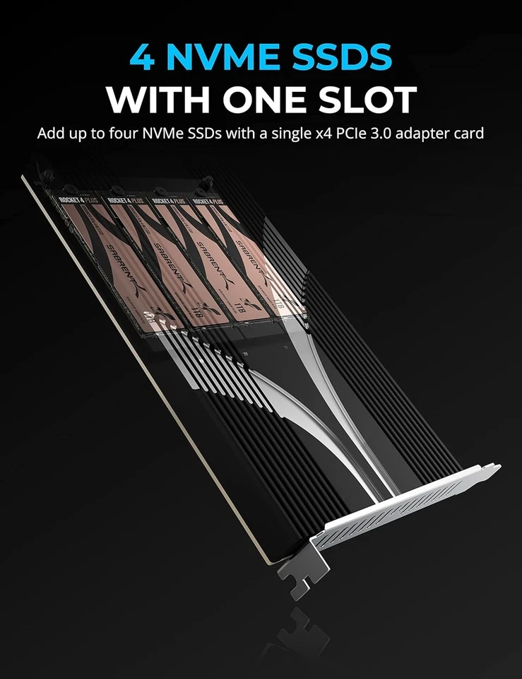 PCIe 3.0 x4 M.2 SSD Adapter with Aluminum Heatsink - Image 4 of 4