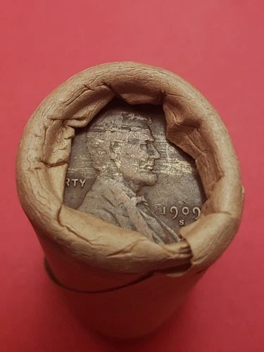WOODY 1909-S WHEAT  CENT  RED BU V.D.B. LINCOLN PENNY COIN ROLL AMEX BANKROLLED!
