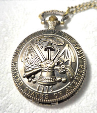 UNITED STATES ARMY POCKET WATCH BRONZE QUARTZ ANALOG 80cm CHAIN