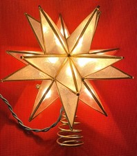 Kurt Adler Star 15-Point Capiz Shell Illuminated Tree Topper 10-Light Gold Metal