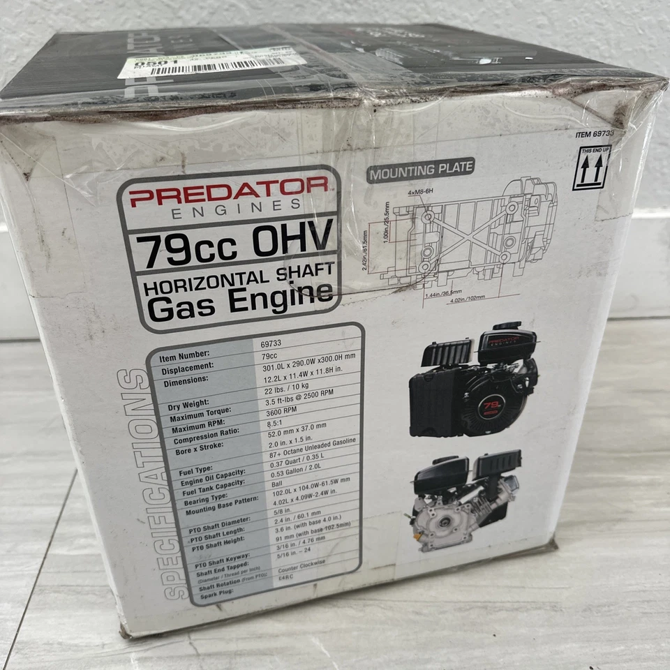 Predator 79cc OHV 3hp Horizontal Shaft Gas Engine Blowers Vacuums Water Pump Gen - Image 2 of 4