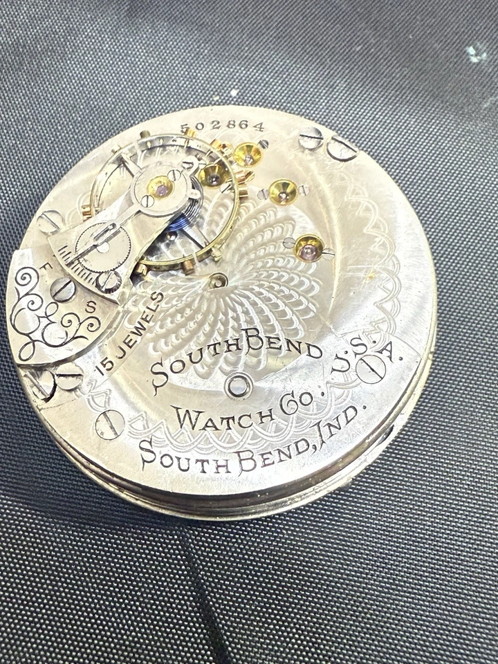 South Bend 331 级机芯适用于零件或维修。 18 年代平衡很好 — 第 2/4 张图片