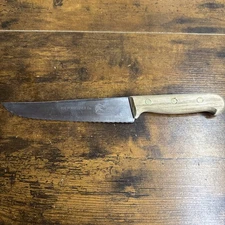 Vintage R.H. Forschner Victorinox Serrated Blade Meat  Knife 6.5” Wood Handle
