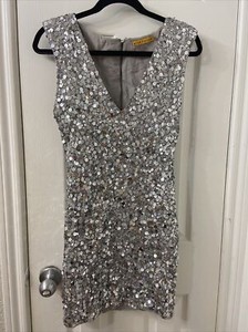 sequin silver mini dress
