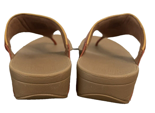 Fitflop Women's Lulu Leather Sandals US 10 Toe Post Slip On Coral Orange Shoes - 第 3/10 張圖片