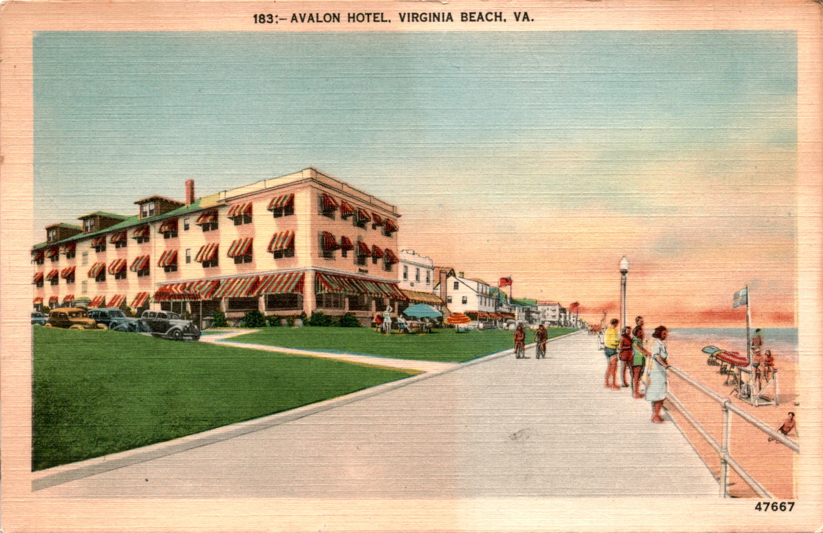 AVALON HOTEL, VIRGINIA BEACH, VA, POST CARI, MADE N Postcard