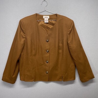 Worthington Blazer Womens 22W Brown Wool Button Up Lined
