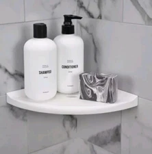 Questech Decor Corner Shower Shelf 8 Inch Matte Bright White 