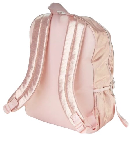 Justice Girls Backpack Pink Rose Gold Full Size 17 Inch Large Pockets Initial M - Picture 5 of 12