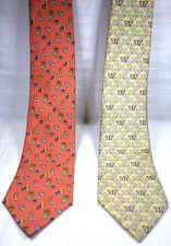 Brooks Brothers Basics Necktie Lot of 2 Silk Made in USA Butterfly & Vegetables