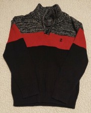 Izod Boys XS 4/5 1/4 Zip Pull Over Sweater Black red 100 Cotton