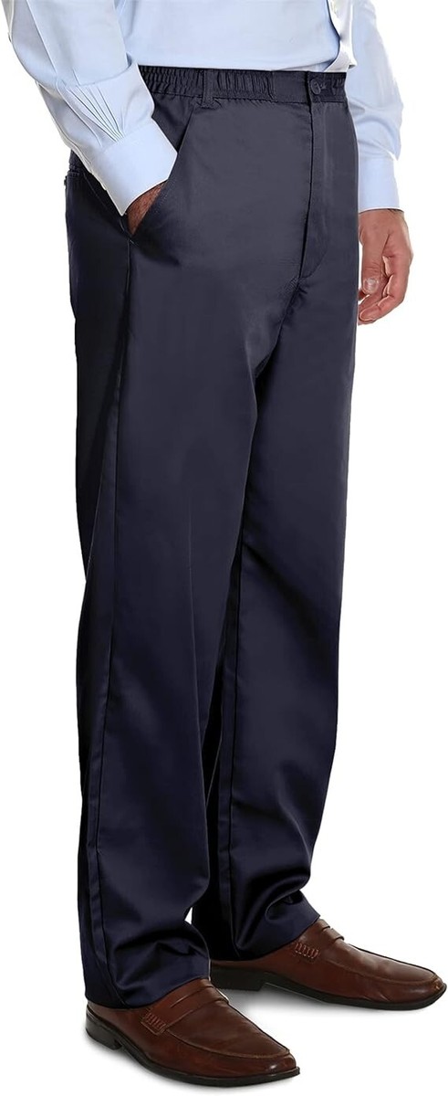 Pembrook Elastic Waist Pants 2XL Navy Blue Adaptive Elderly Zipper and  Button | eBay