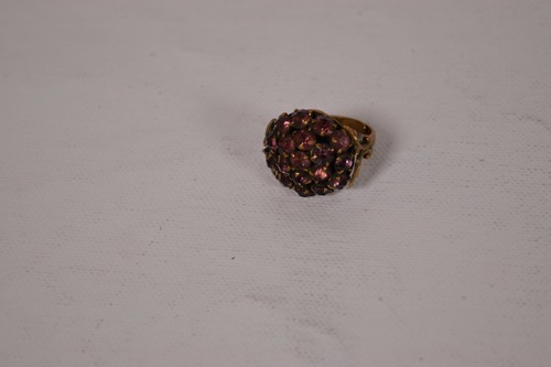 Vintage Art Nouveau Style Amethyst Color Brass Adjustable Ring - Picture 5 of 5