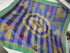 Berkshire Purple Blue Green tassel print Colorful Italy 30" Square head scarf