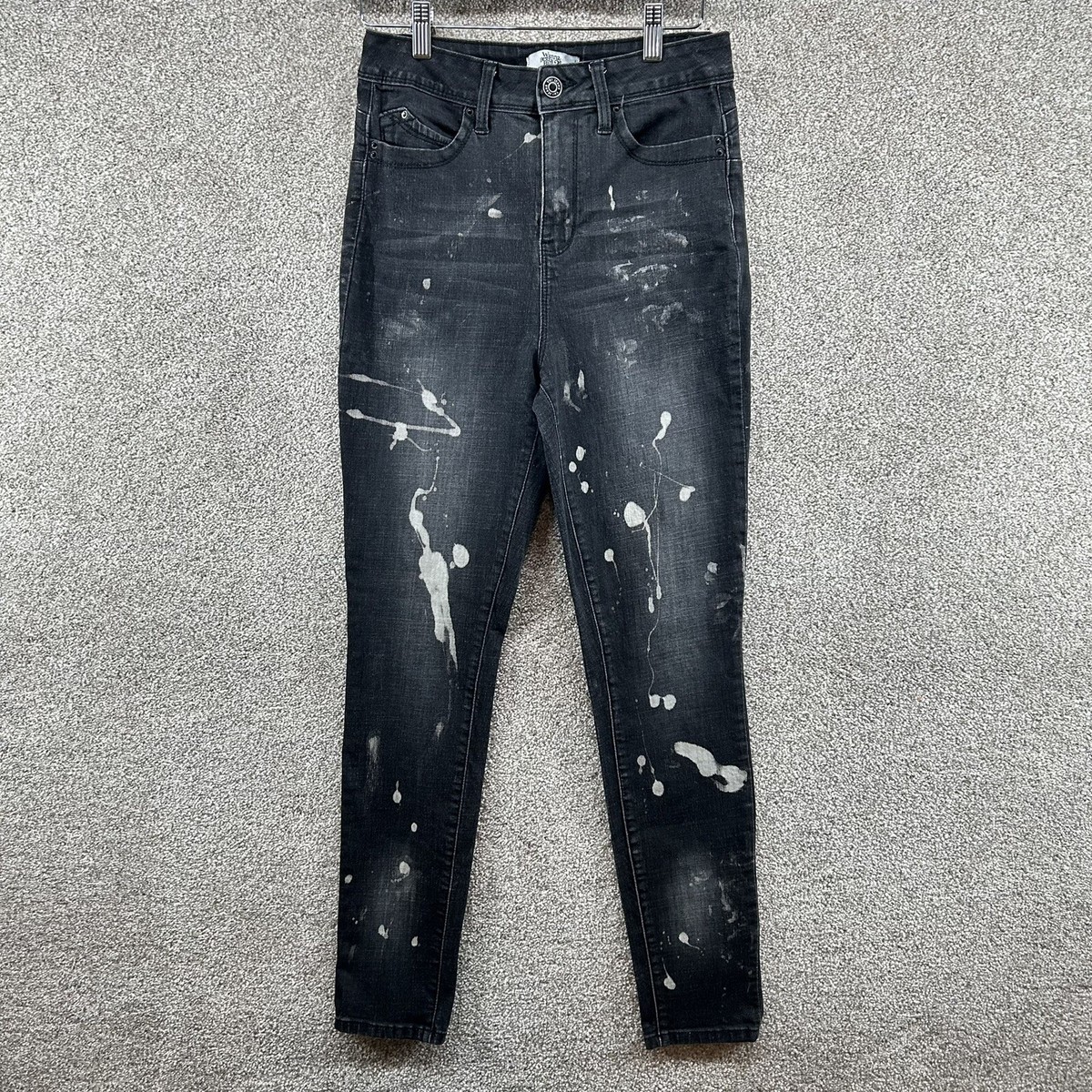 YMI WannaBetteButt Women's Juniors Black Bleach Splattered