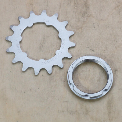 Miche Single Speed Pista Ritzel 16 Zähne + Träger matt verchromt für 1/8'' Kette