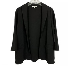 Chaus Sz Large Nwt Women’s 3/4 Sleeve Raised Stitch Black Knit Jacket Nordstrom