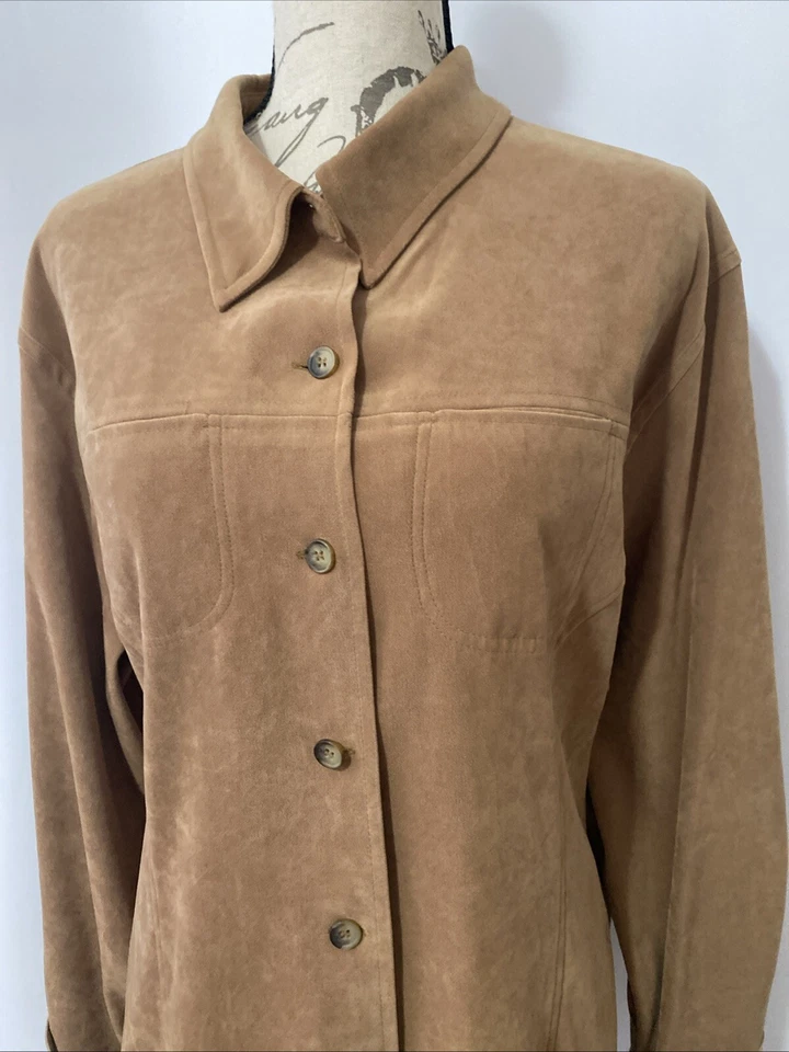 Blusa Stonebridge tom dourado veludo botão para cima tamanho XL feriado festivo quente  - Imagem 3 de 4