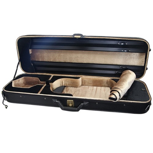 4/4 Full Size Oblong Violin Case Solid Wood Imitation Leather with Hygrometers - Picture 4 of 18