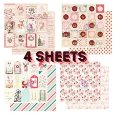 Christmas Sparkle Set #1 | 12" x 12" Cardstock | 4 Sheets | Scrapbooking