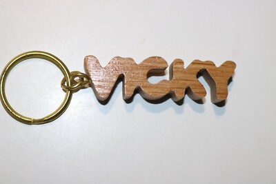 Vintage Keychain VICKY Key Ring Wood Name Fob By Russ Berrie 1980's
