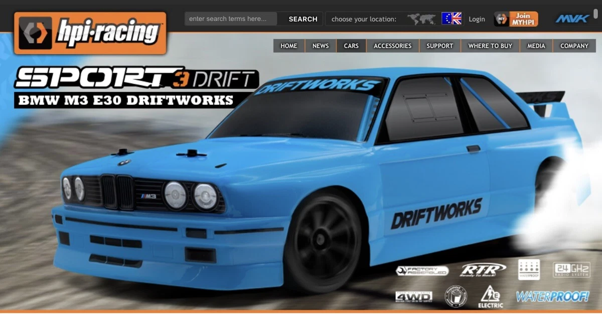 HPI Racing 160422 1 10 Sport 3 Drift BMW E30 Driftworks 4WD RTR