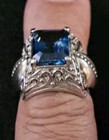 Blue Topaz-ISG 925 Thialand Stamped: Vintage; Sterling Silver Scroll Ring Size 7 — photo 8