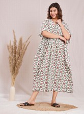 Cotton Block Print Floral Kaftan For Women Loungewear For Girl and Women Bikini