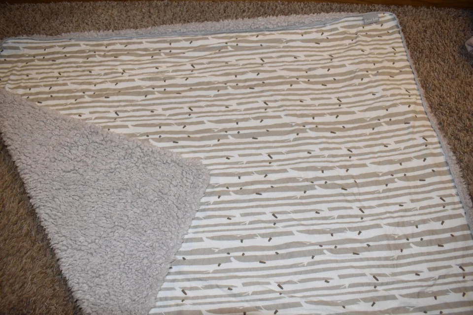 K6 TREND LAB Gray & White Brown TREES Flannel Plush Sherpa Crib Baby Blanket - Image 2 of 4