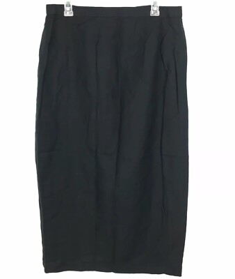 New York Company VTG Wrap Skirt Linen Midi Black Button Y2K Chic