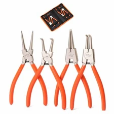 HORUSDY 4pc H-D 7" Circlip Plier Snap Ring Plier External Internal Kit w/ Pouch