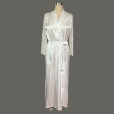 Linea Donatella Robe Women Small Medium Long White Satin Lace Arms  Back