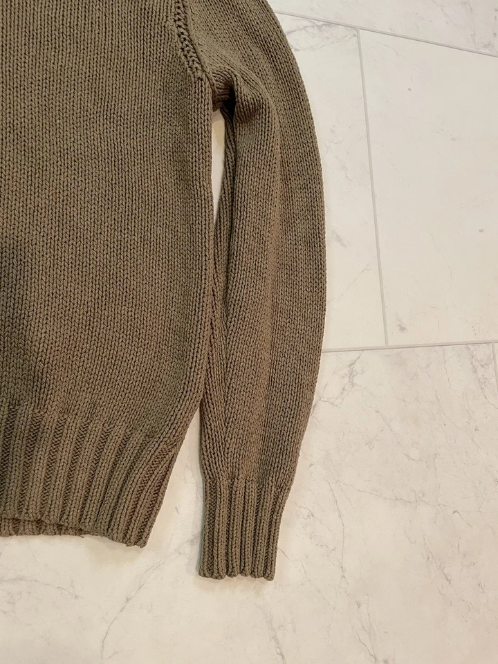 Vintage Polo Ralph Lauren 100 Silk Cable Knit Toggle Sweater L Brown Ope G2U - Image 2 of 4