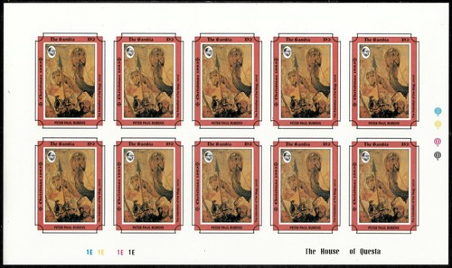 Gambia 1993 - Natale - 8 fogli da 10 francobolli IMPERF - Scott #1464-71 - MNH - Foto 9 di 9