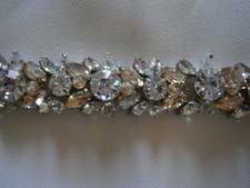 Kleinfeld Blossom Wedding Dress Bridal Formal Belt Clear Golden Crystals 360