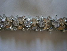 Kleinfeld Blossom Wedding Dress Bridal Formal Belt Clear & Golden Crystals $360