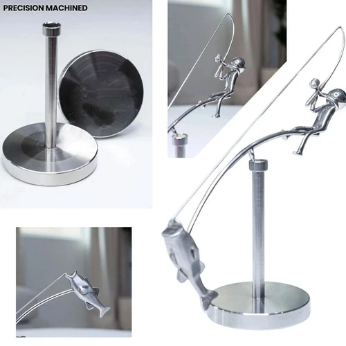 Der Fischer balancierende Skulptur Legierung Handarbeit Kunst einzigartig Home Schreibtisch Dekor - Bild 4 von 12