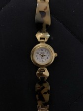 Laura Gayle Gold Tone Turtle Shell Band Women Quartz Wristwatch Pre-Owned Good