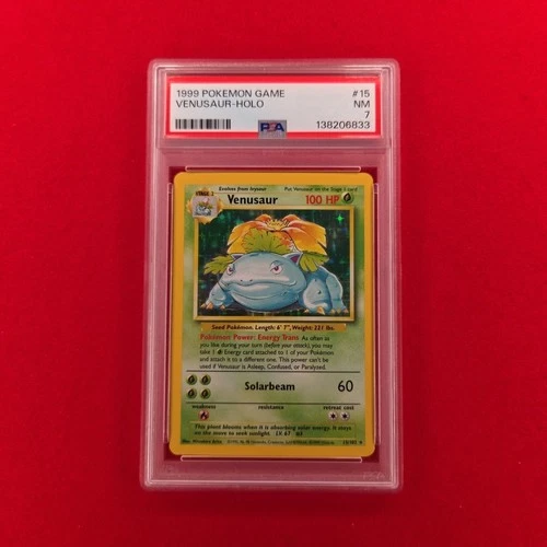 1999 Pokémon TCG Venusaur Holo Rare Card 15/102 Base Set PSA 7