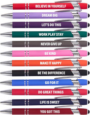 Funny Pens - 12 Pack Fine Point Smooth Writing Pens with Inspirational Tips, Bla