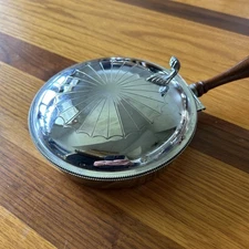 VTG Silent Butler Crumb Pan Hinged Lid Wood Handle Krome Kraft Farber Bros NY 