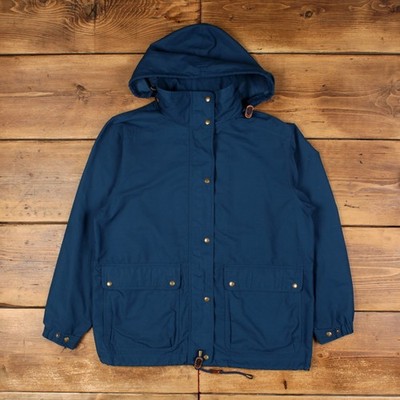 Vintage L.L.Bean Outdoor Jacke M Damen 90er blau Kapuze Parka Mantel Wandern