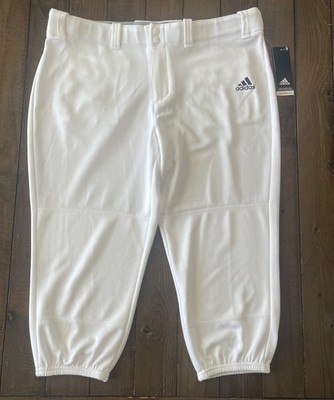 Adidas Women s Classic Fit Softball Pants White Elastic Bottom XL NWT AEROREADY