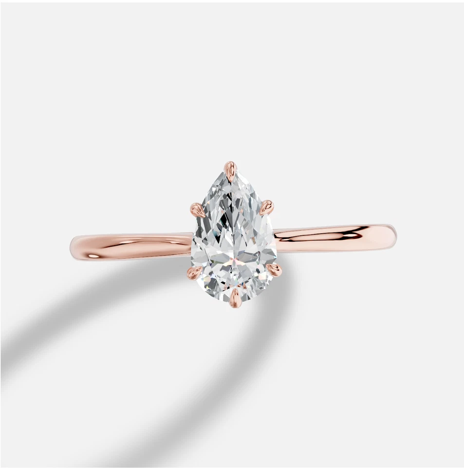 Кольцо с бриллиантом Earth Elle Solitaire 0,50 карата грушевидный бриллиант сертифицировано I/SI1 GIA - Изображение 3 из 4