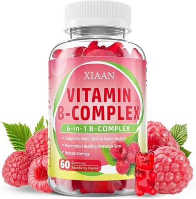 XIAAN Vitamin B Complex Gummies - B12 B6 Biotin Folate - Sugar Free Vegan 60ct